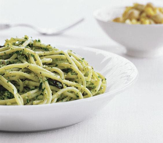 Green Olive Pesto Pasta